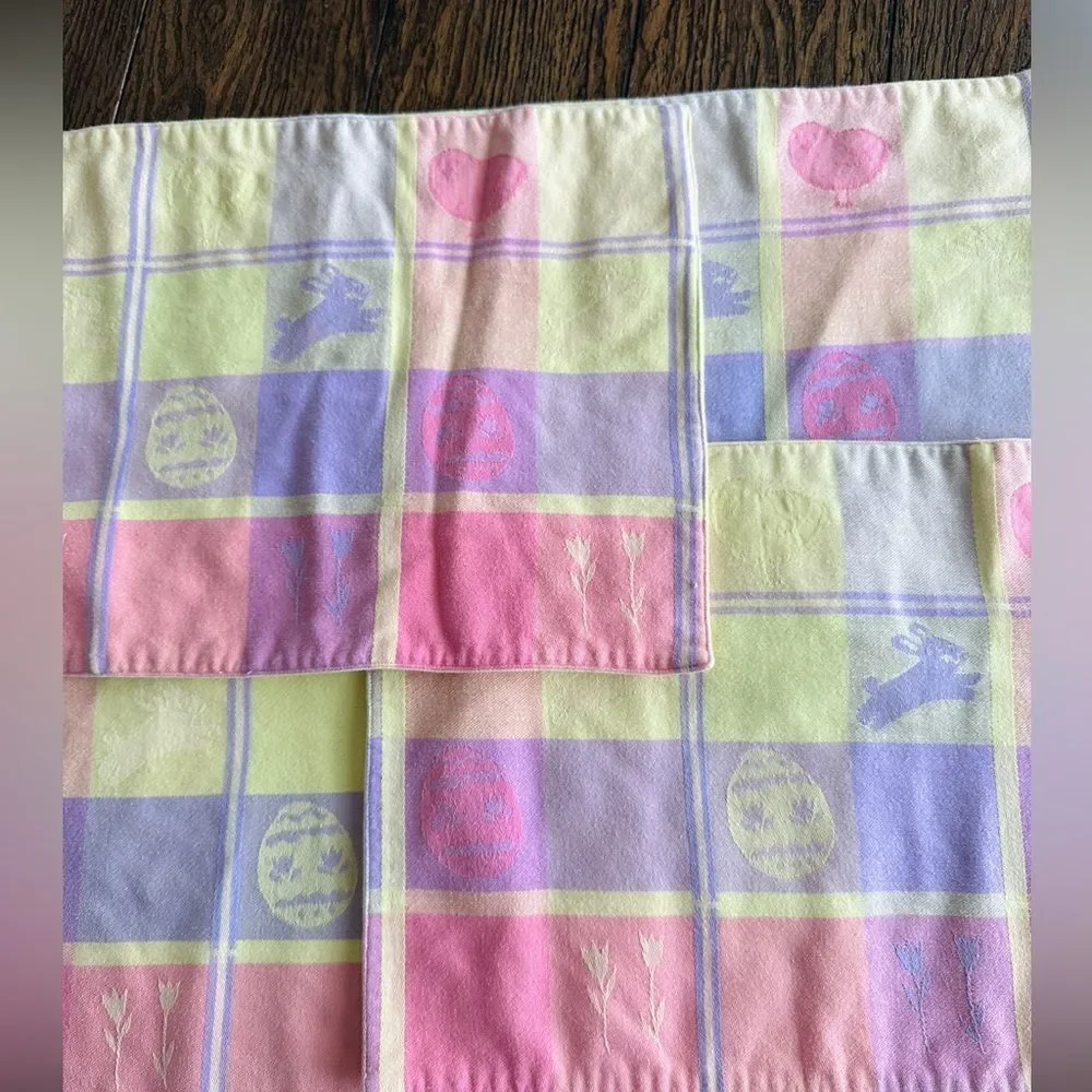 Blossoms & Blooms Y2K Easter Placemats Set of 4 Pastel Bunny Egg Plaid